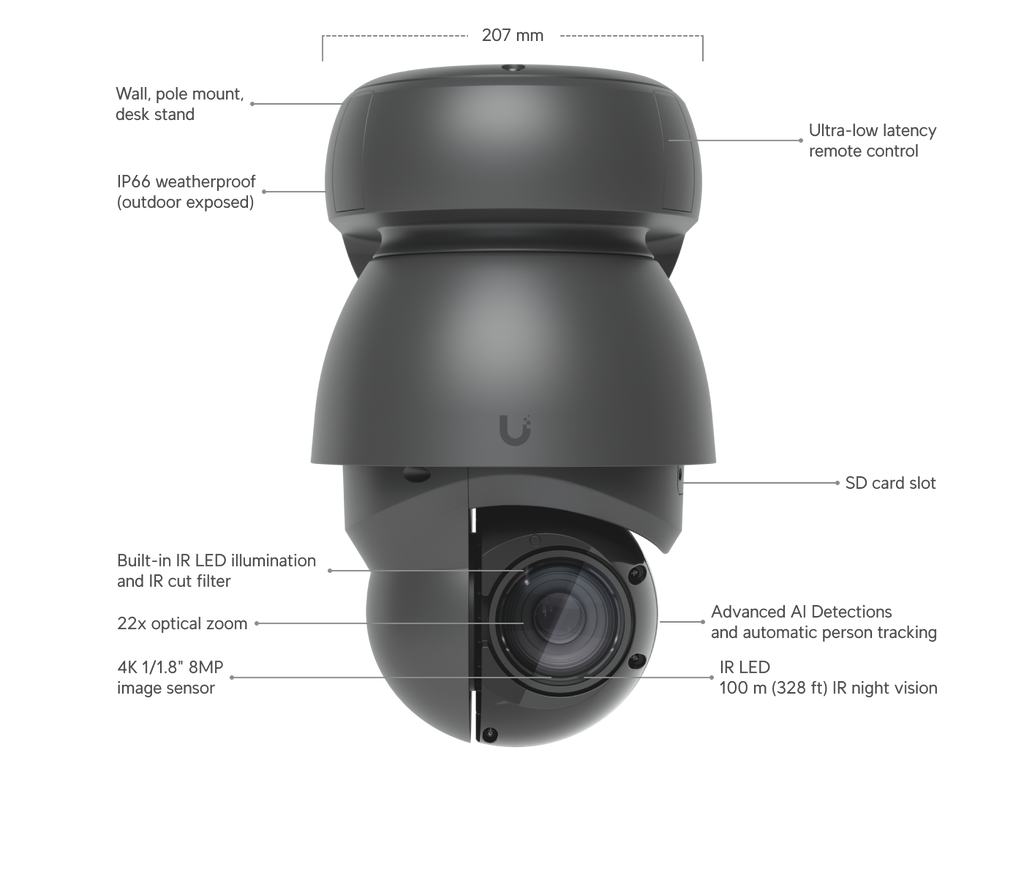Ubiquiti UVC-AI-PTZ | AI PTZ Camera | 4K | IP66 | 22x Optical – White