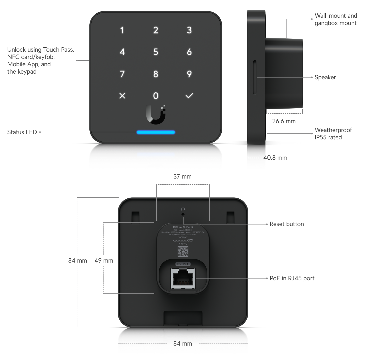 Ubiquiti UA-G3-FLEX | UniFi Access Reader G3 Flex – White