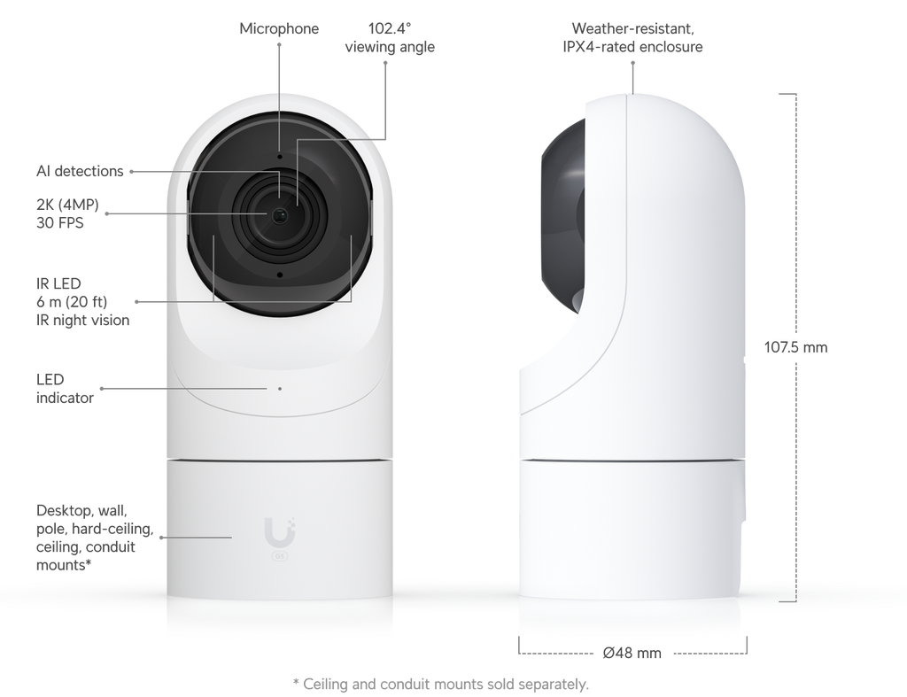 Ubiquiti UVC-G5-FLEX | G5 Flex Camera | 2K | IPX4 (While Covered)… – Default Title