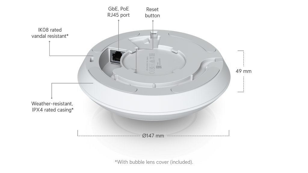 Ubiquiti UVC-AI-360 | AI 360 Camera | 2K | IPX4 (While Covered) | PoE – White