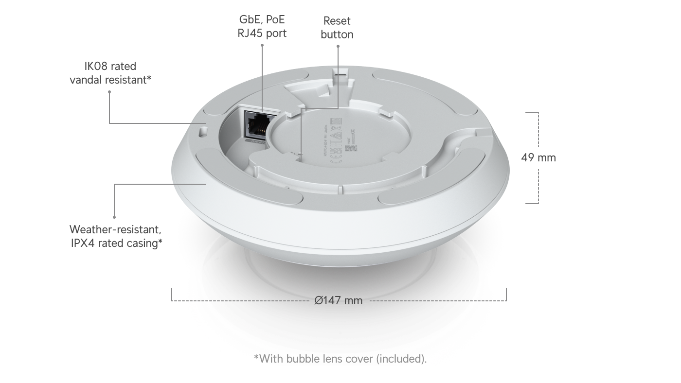 Ubiquiti UVC-AI-360 | AI 360 Camera | 2K | IPX4 (While Covered) | PoE – White