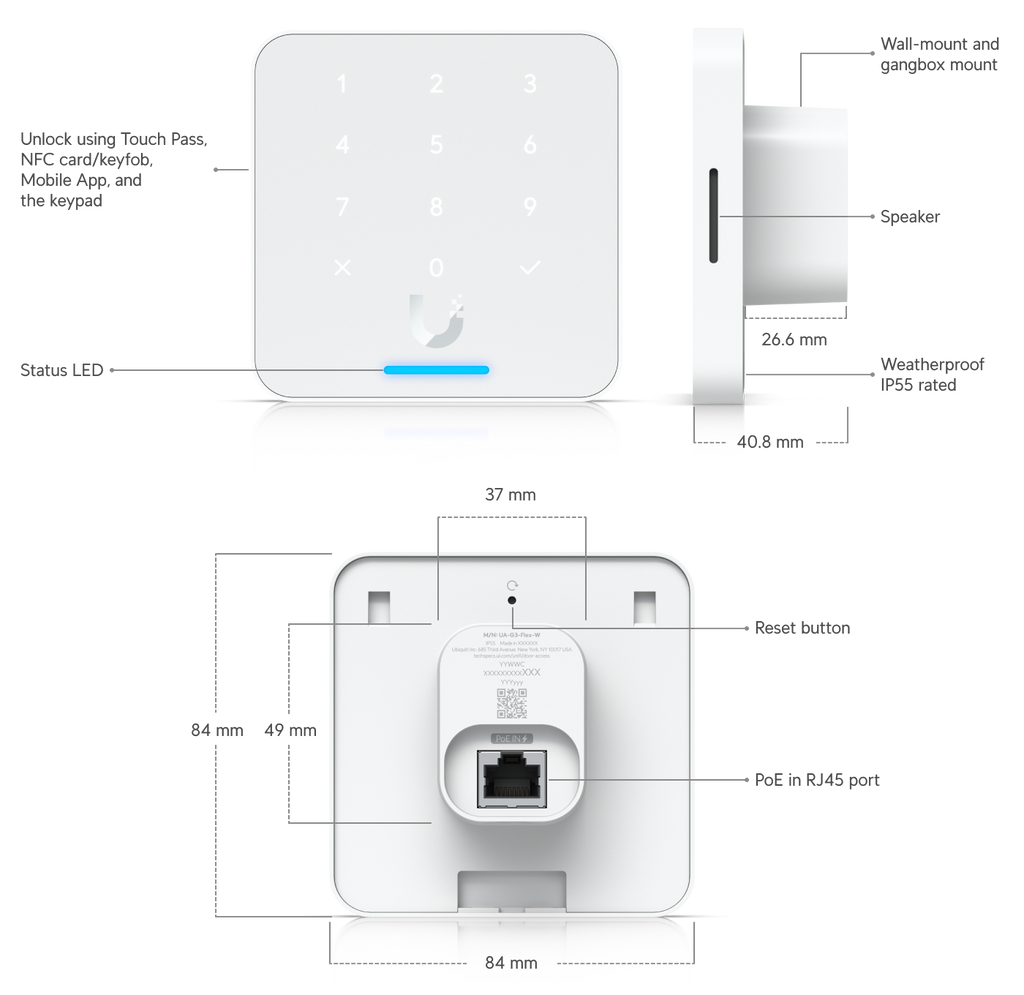 Ubiquiti UA-G3-FLEX | UniFi Access Reader G3 Flex – White