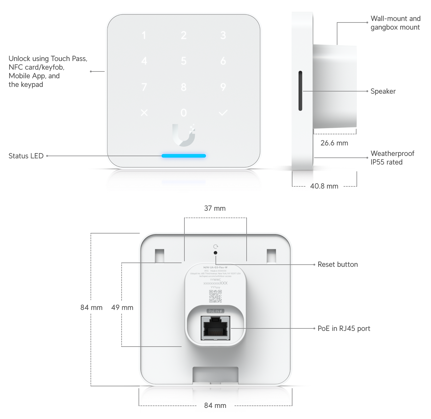 Ubiquiti UA-G3-FLEX | UniFi Access Reader G3 Flex – White
