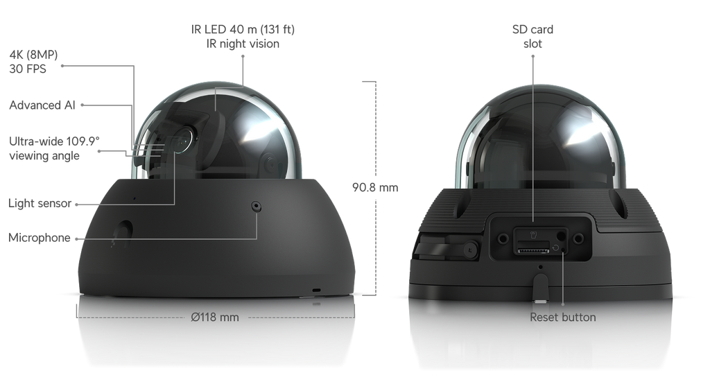 Ubiquiti UVC-AI-DOME | AI Dome Camera | 4K | IP66 | PoE – White