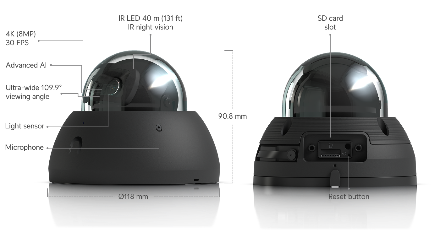 Ubiquiti UVC-AI-DOME | AI Dome Camera | 4K | IP66 | PoE – White