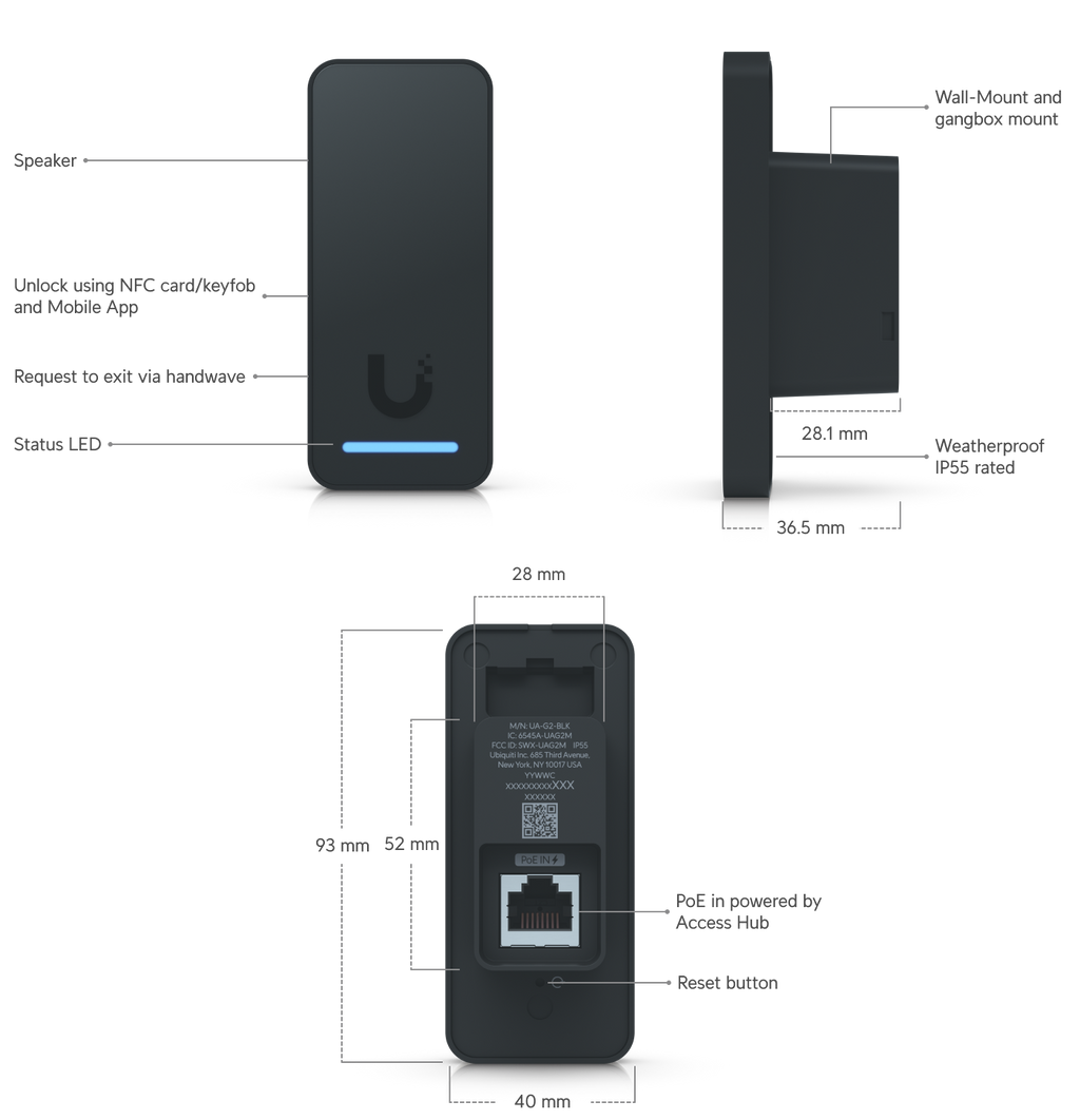 Ubiquiti UA-G2 | UniFi Access Reader G2 – Black