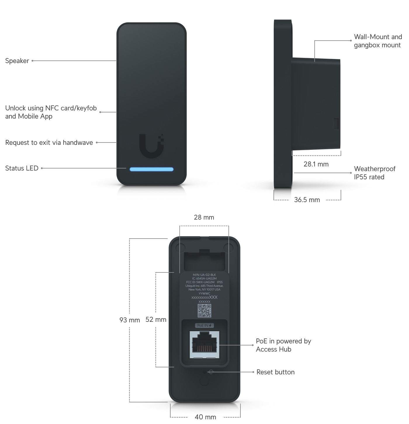 Ubiquiti UA-G2 | UniFi Access Reader G2 – Black