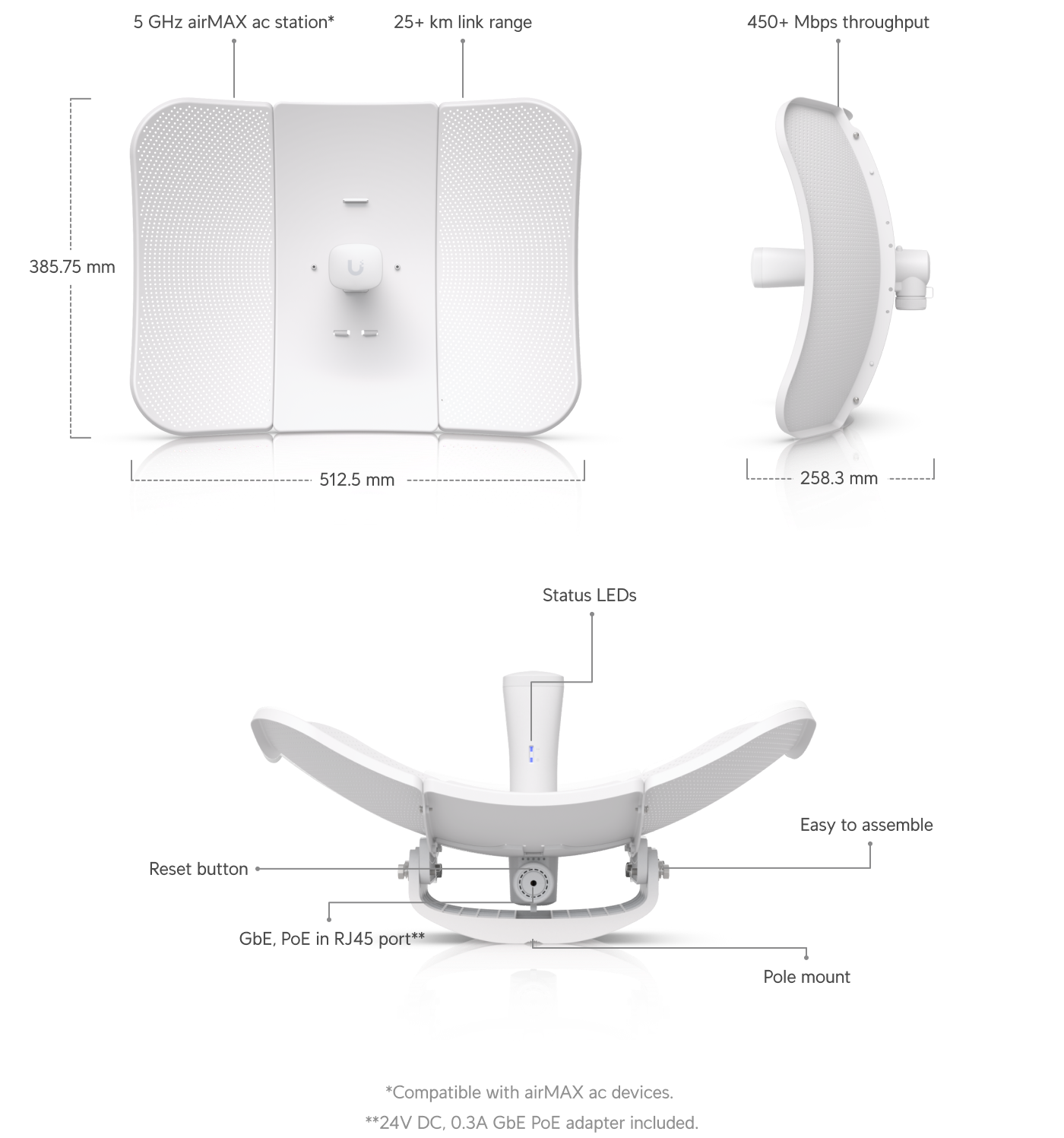 Ubiquiti LBE-5AC-LR | airMAX LiteBeam 5AC Long‑Range – Default Title