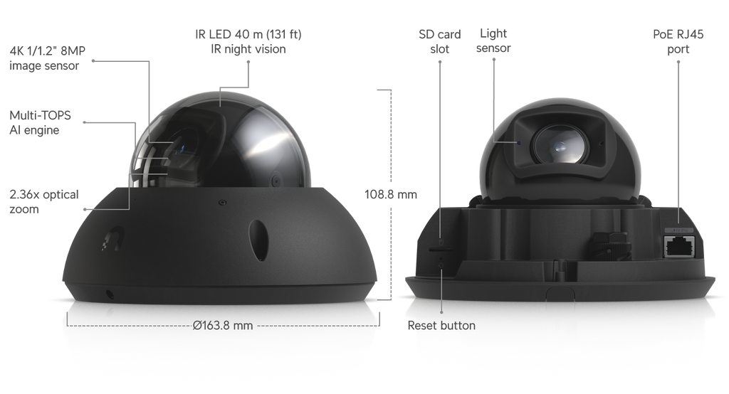 Ubiquiti UVC-G6-PRO-DOME | G6 Pro Dome Camera | 4K | IP66 | 2.36x… – White