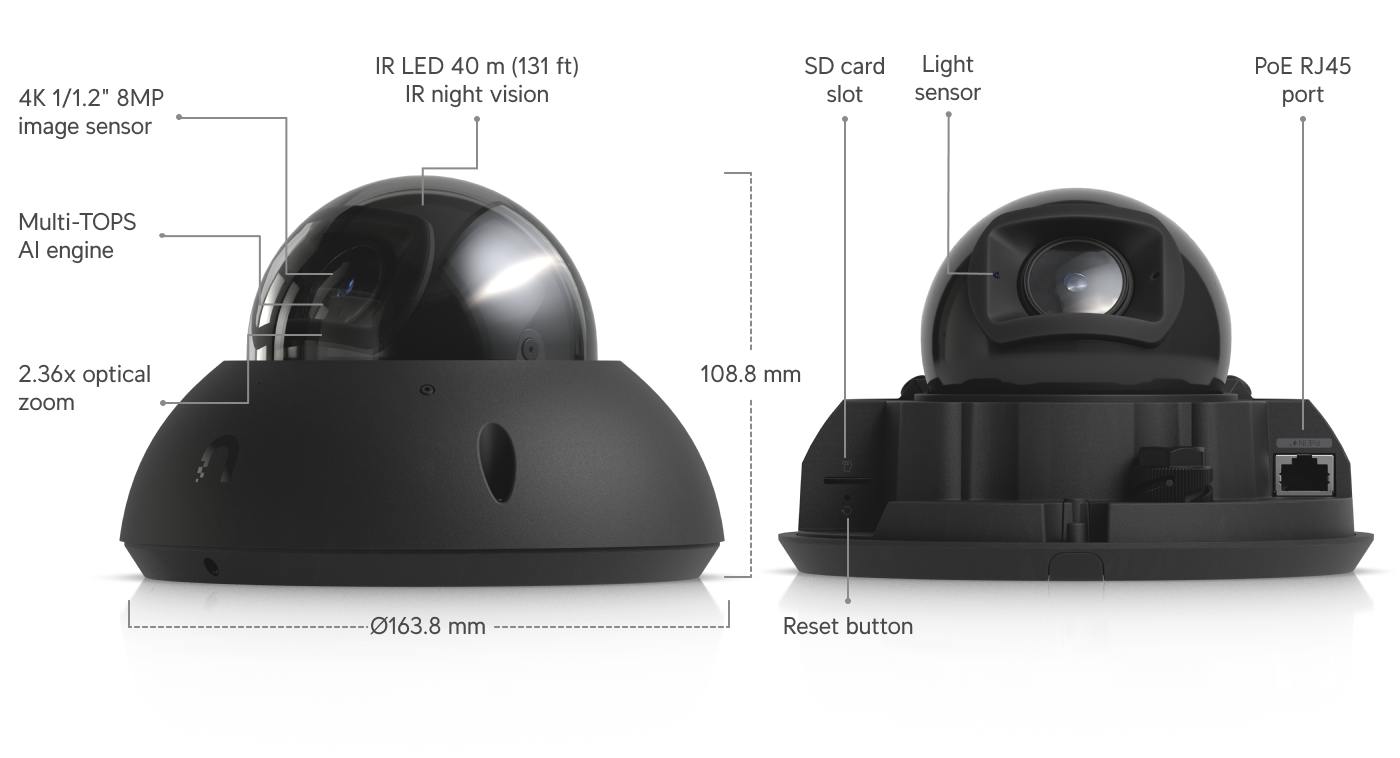 Ubiquiti UVC-G6-PRO-DOME | G6 Pro Dome Camera | 4K | IP66 | 2.36x… – White