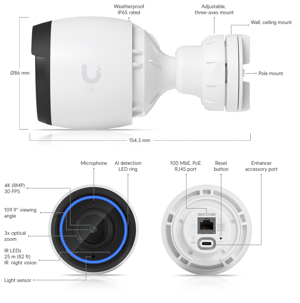 Ubiquiti UVC-G5-PRO | G5 Pro Camera | 4K | IP65 | 3x Optical – Default Title