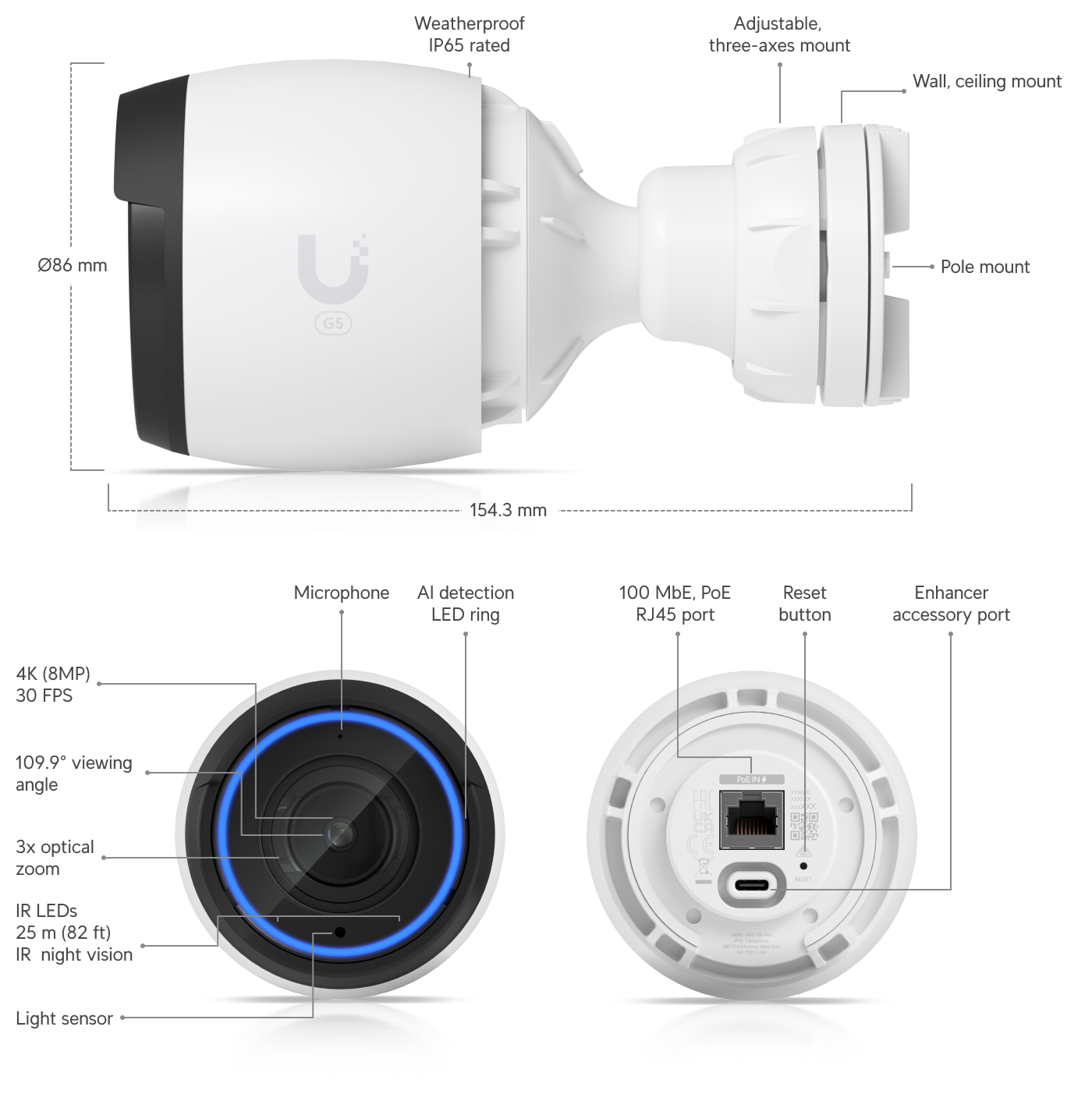 Ubiquiti UVC-G5-PRO | G5 Pro Camera | 4K | IP65 | 3x Optical – Default Title