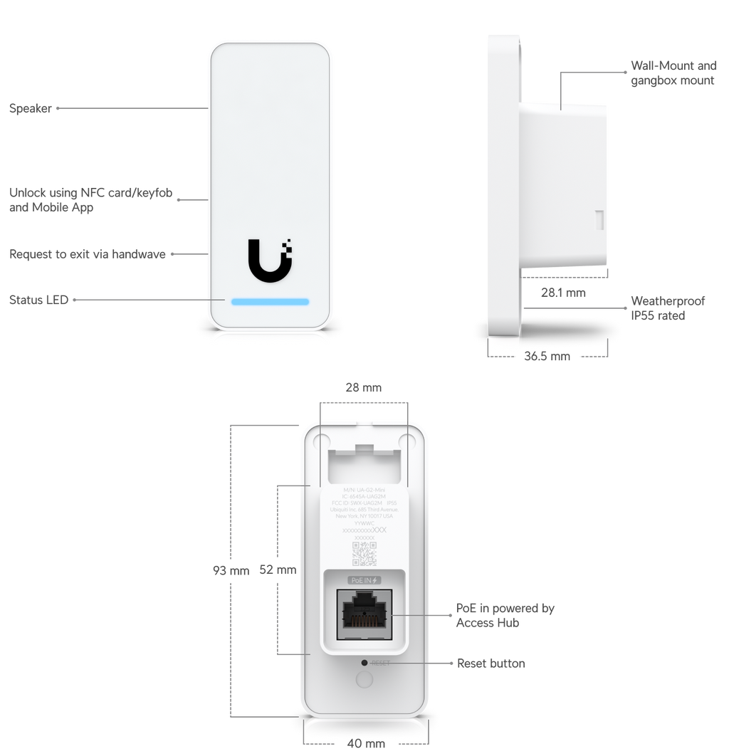 Ubiquiti UA-G2 | UniFi Access Reader G2 – Black