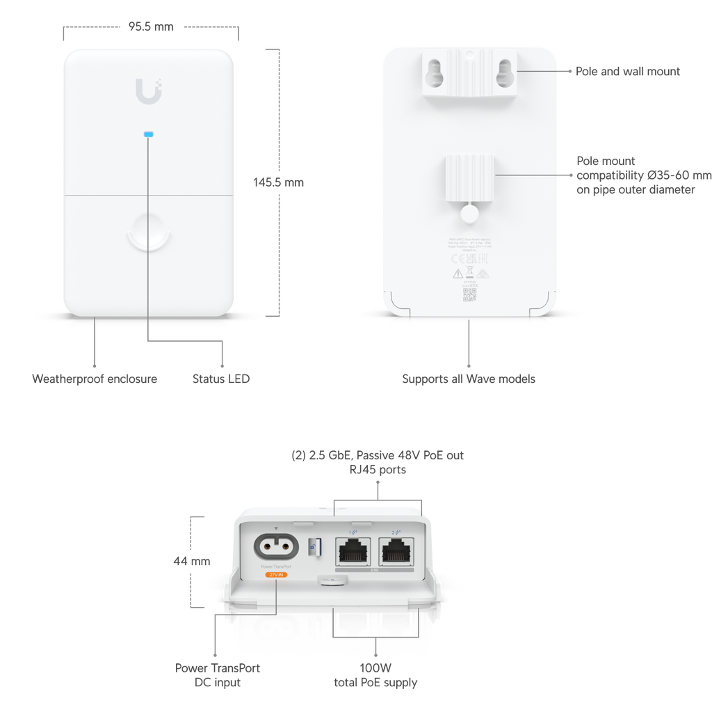 Ubiquiti UACC-D-POWER-INJECTOR | Dual Power Injector – Default Title