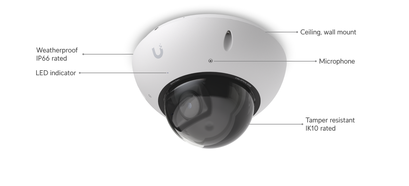 Ubiquiti UVC-G6-PRO-DOME | G6 Pro Dome Camera | 4K | IP66 | 2.36x… – White