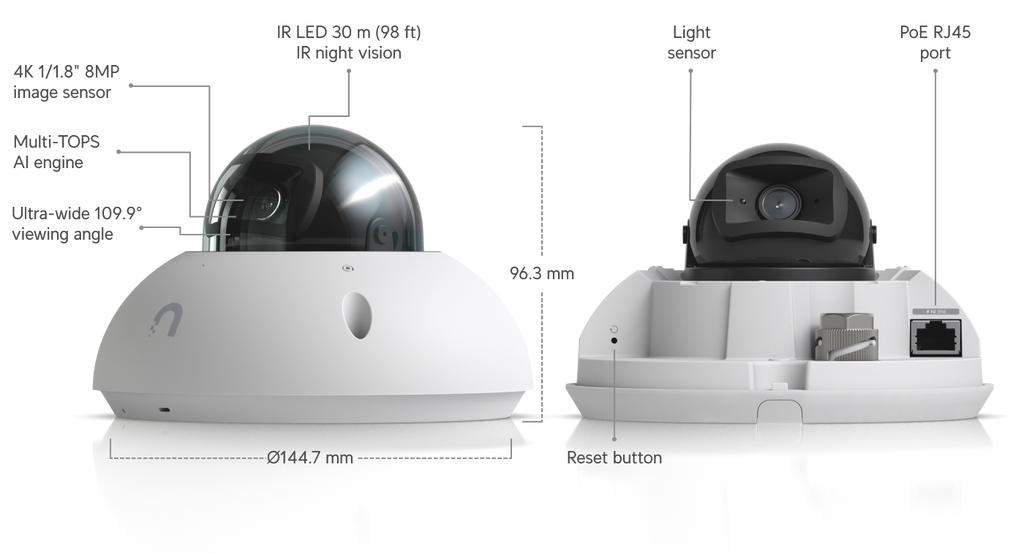 Ubiquiti UVC-G6-DOME | G6 Dome Camera | 4K | IP66 | PoE – White