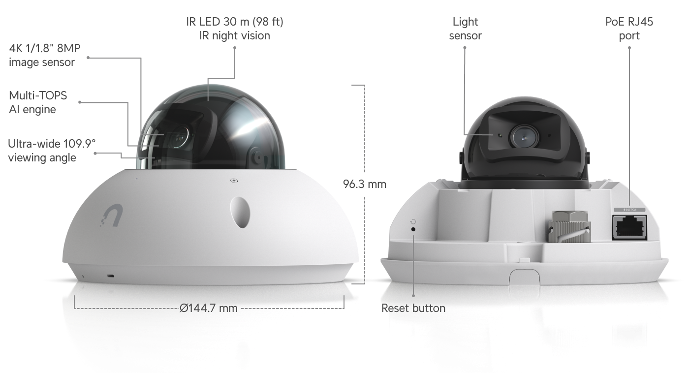 Ubiquiti UVC-G6-DOME | G6 Dome Camera | 4K | IP66 | PoE – White