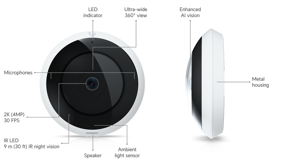 Ubiquiti UVC-AI-360 | AI 360 Camera | 2K | IPX4 (While Covered) | PoE – White