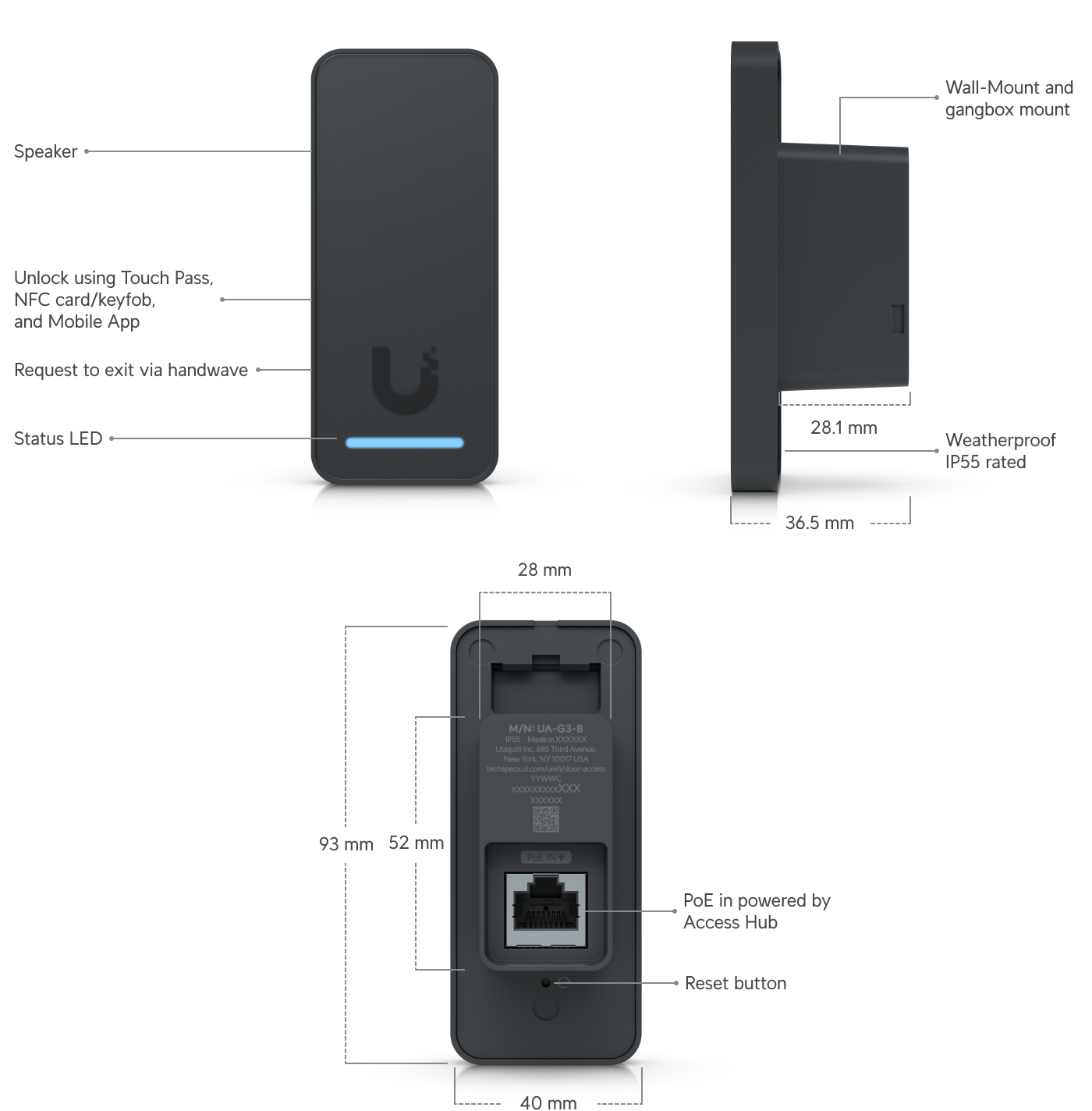 Ubiquiti UA-G3 | UniFi Access Reader G3 – White