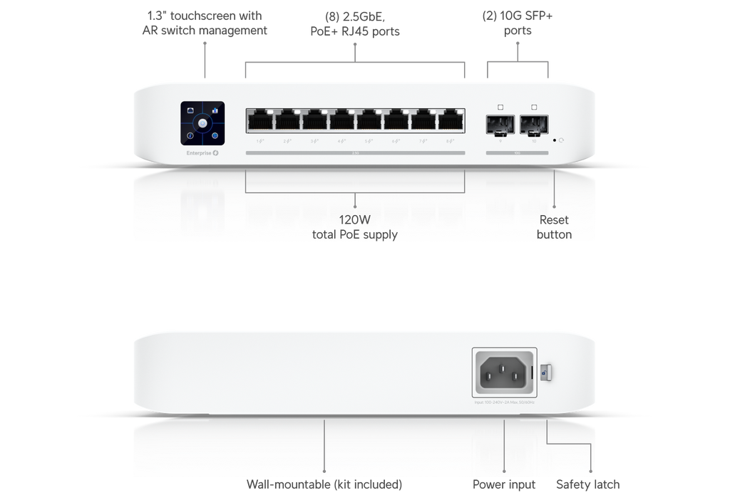 Ubiquiti USW-ENT-8-POE | UniFi Enterprise 8 PoE | 40 Gbps Switch – Default Title