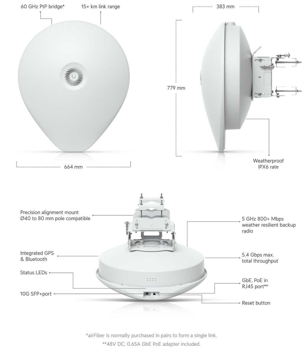 Ubiquiti AF60-XR | airFiber 60 Xtreme‑Range – Default Title