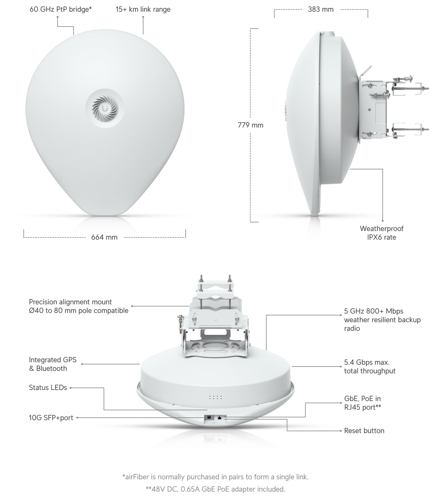 Ubiquiti AF60-XR | airFiber 60 Xtreme‑Range – Default Title