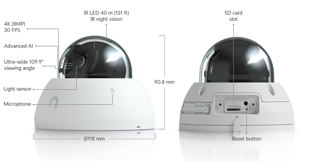 Ubiquiti UVC-AI-DOME | AI Dome Camera | 4K | IP66 | PoE – White