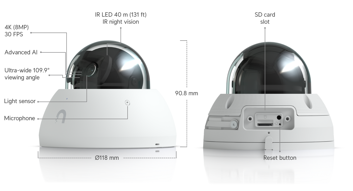 Ubiquiti UVC-AI-DOME | AI Dome Camera | 4K | IP66 | PoE – White