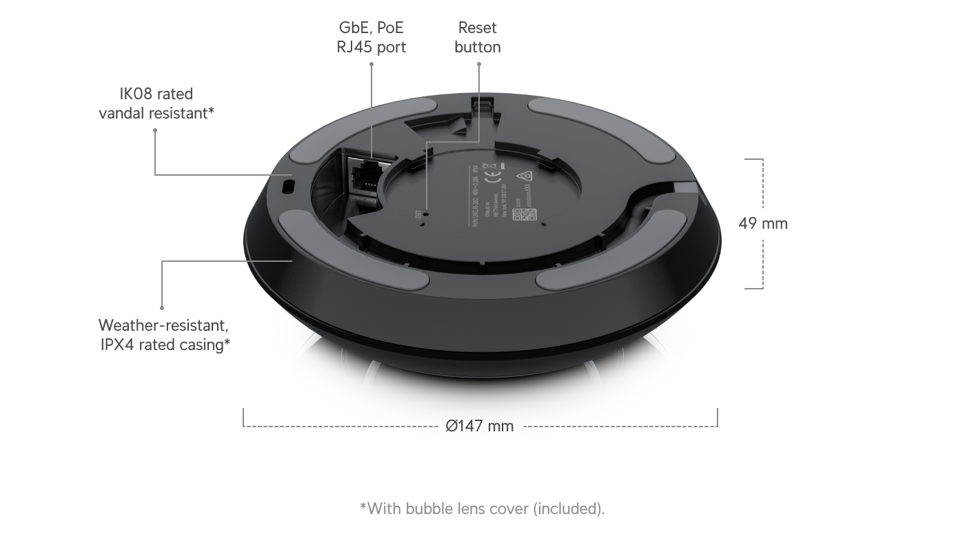 Ubiquiti UVC-AI-360 | AI 360 Camera | 2K | IPX4 (While Covered) | PoE – White