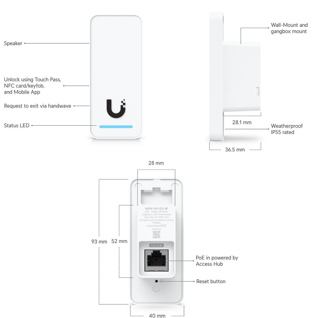 Ubiquiti UA-G3 | UniFi Access Reader G3 – White